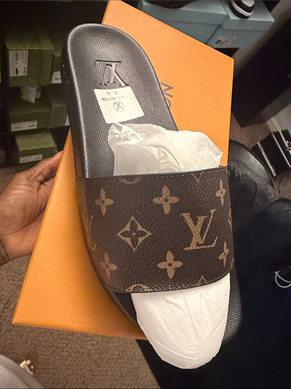 Louis Vuitton Monogram Brown Slide Sandals - Women's